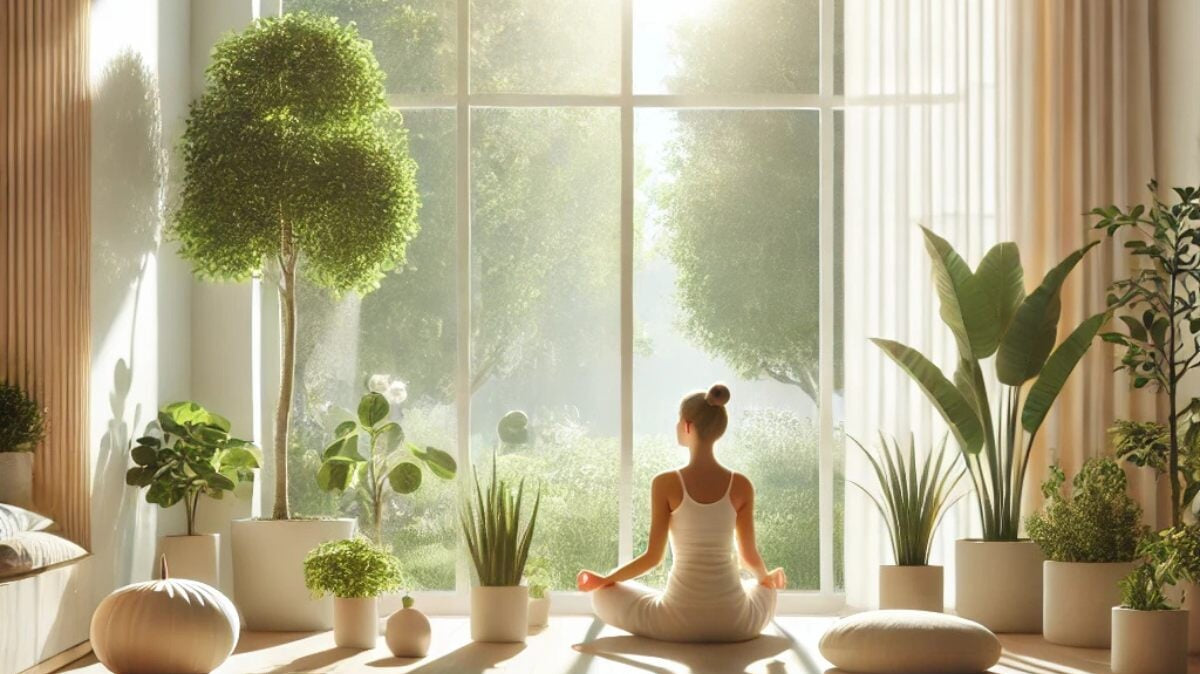 une femme se relaxant à la lumière du jour