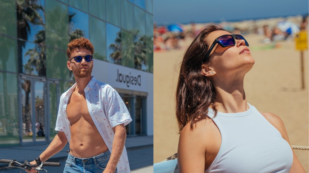 un homme et une femme portant des lunettes de soleil Horus X