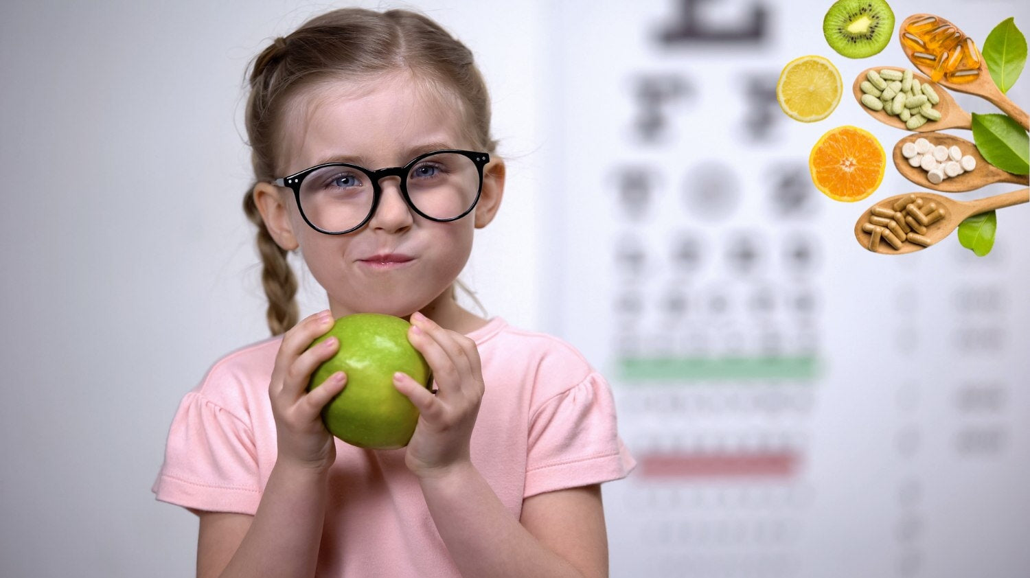 une petite fille tenant une pomme