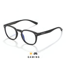 Lunettes gaming rondes noires verre clair sur fond blanc