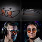 lunettes gaming Urban Revo de 3/4, de profil et sur visage homme et femme