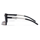 Les lunettes de soleil Urban Revo Sun noires avec branches métal grises de profil sur fond blanc