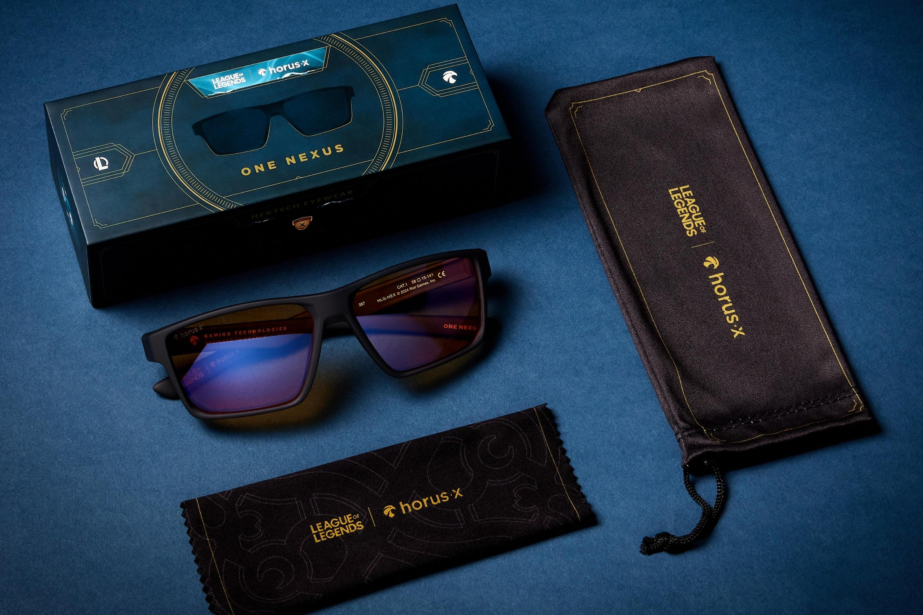 photo du pack complet de lunettes league of legends horus x la one nexus